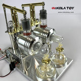 NikolaToy™ Double cylinder Stirling model+Voltmeter