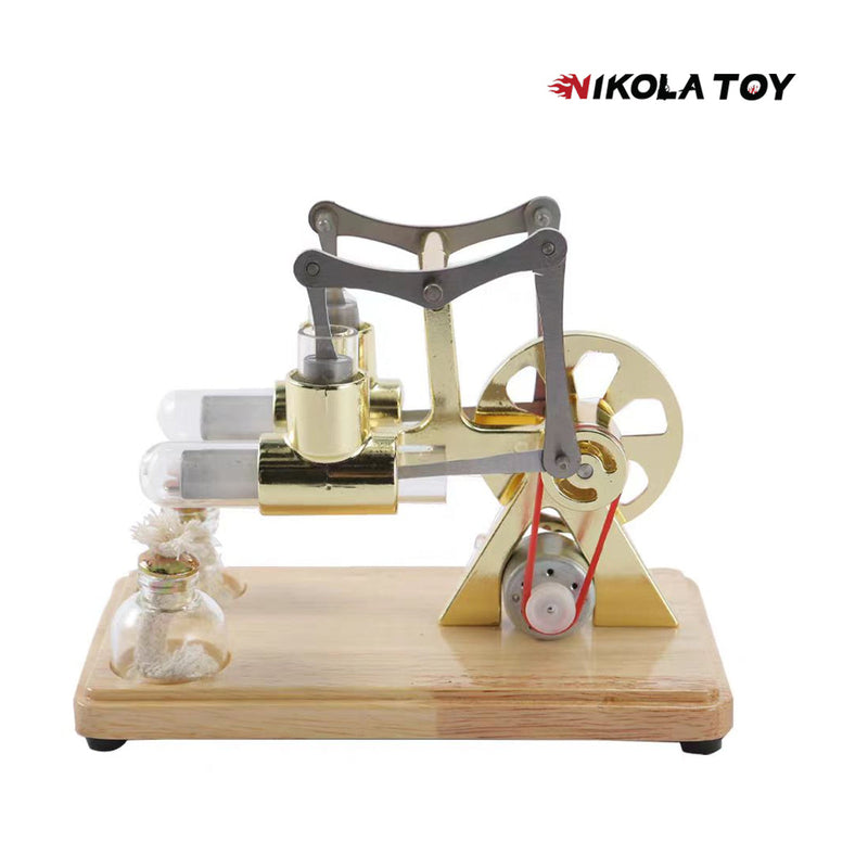 NikolaToy™ Bamboo based twin cylinder Stirling engine