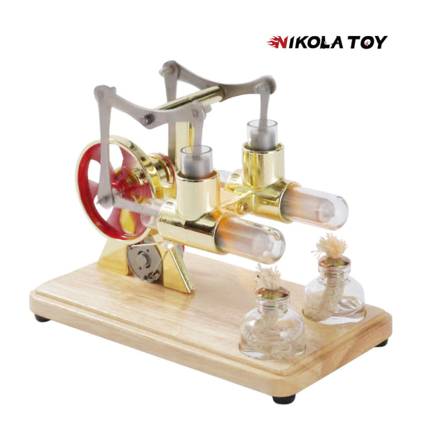 NikolaToy™ Bamboo based twin cylinder Stirling engine