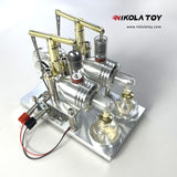 NikolaToy™ Double cylinder Stirling model+Voltmeter