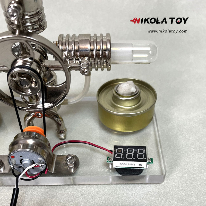 NikolaToy™ Cross twin Stirling engine+power generation device+voltmeter+LED