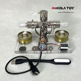 NikolaToy™ Cross twin Stirling engine+power generation device+voltmeter+LED