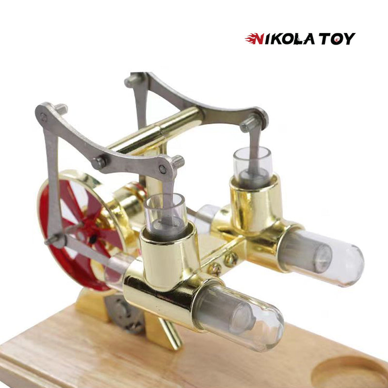 NikolaToy™ Bamboo based twin cylinder Stirling engine