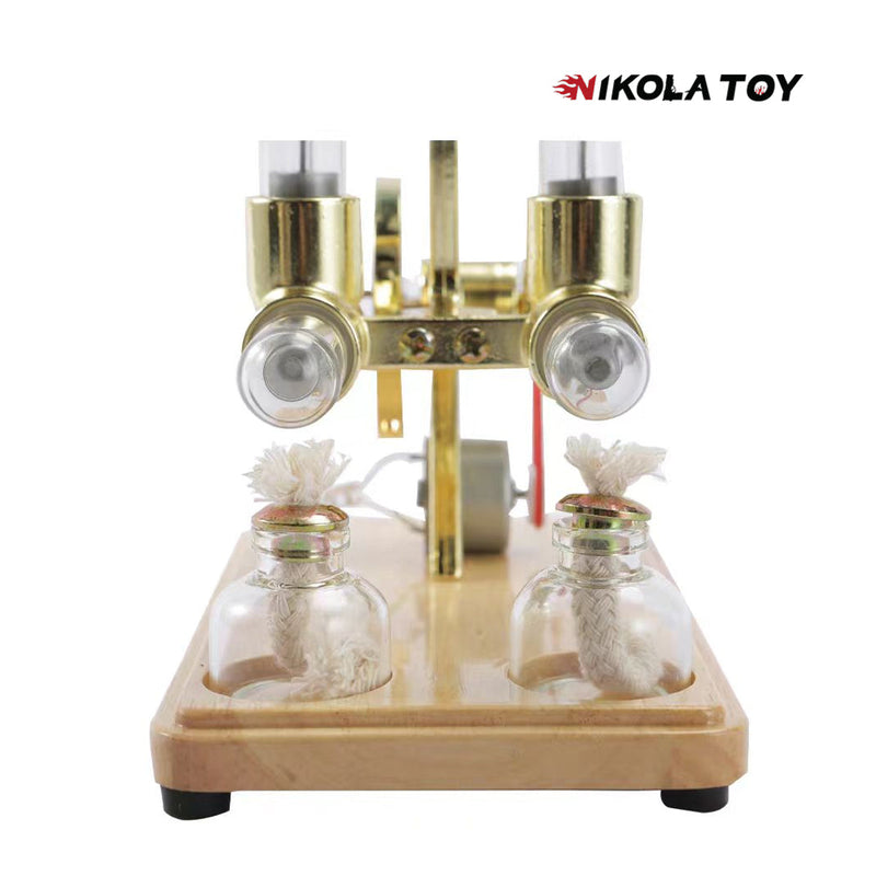 NikolaToy™ Bamboo based twin cylinder Stirling engine